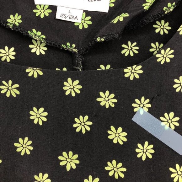 Vintage Limouran Black & Green Floral Boat Neck Sleeveless Shift Dress Pockets L - Picture 6 of 11